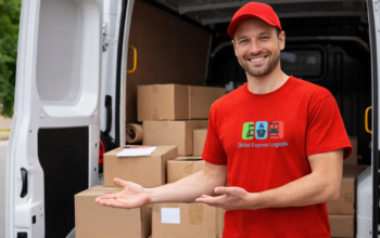 Delivery Man with Packages in Van